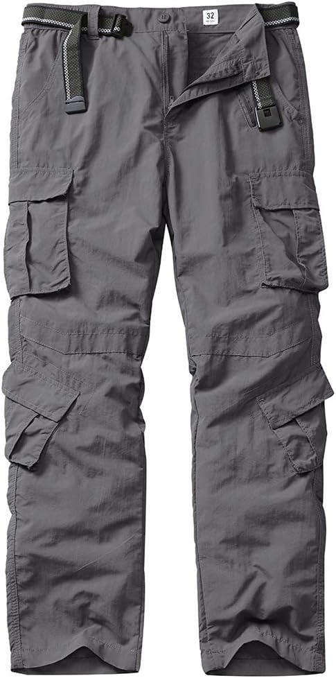 linlon Men's Outdoor Casual Quick Drying Lightweight Hiking Cargo Pants with 8 Pockets