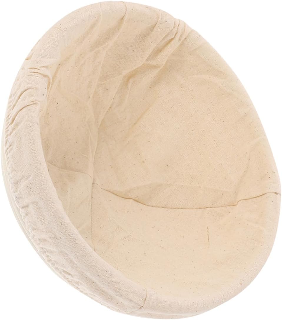 minkissy Handmade Rattan Bread Proofing Basket 23x9cm round Dough Rising Basket with Linen Liner for Home Baking