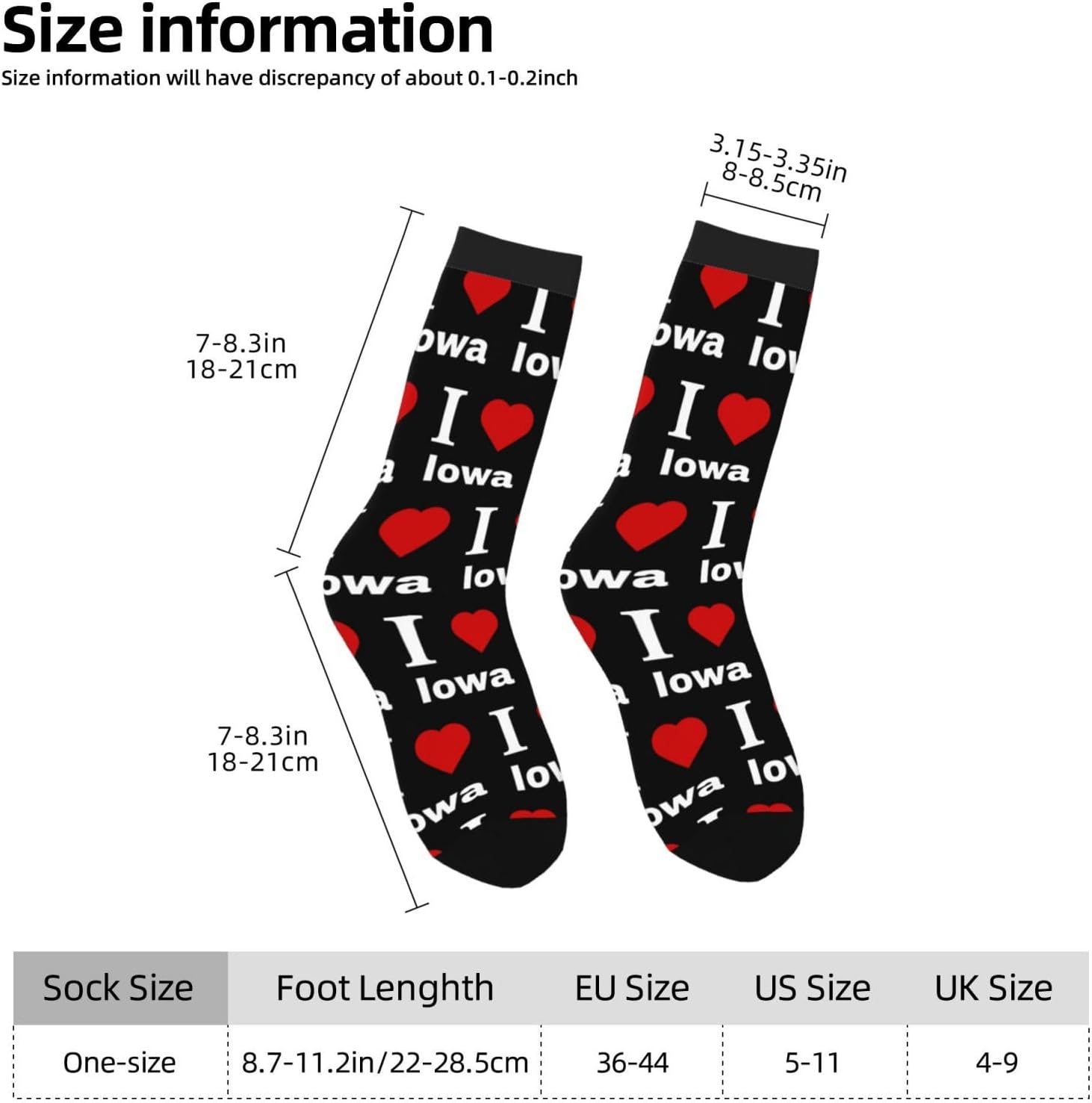 I love Iowa Socks For Men Women Sport Crew Athletic Running Wicking Socks