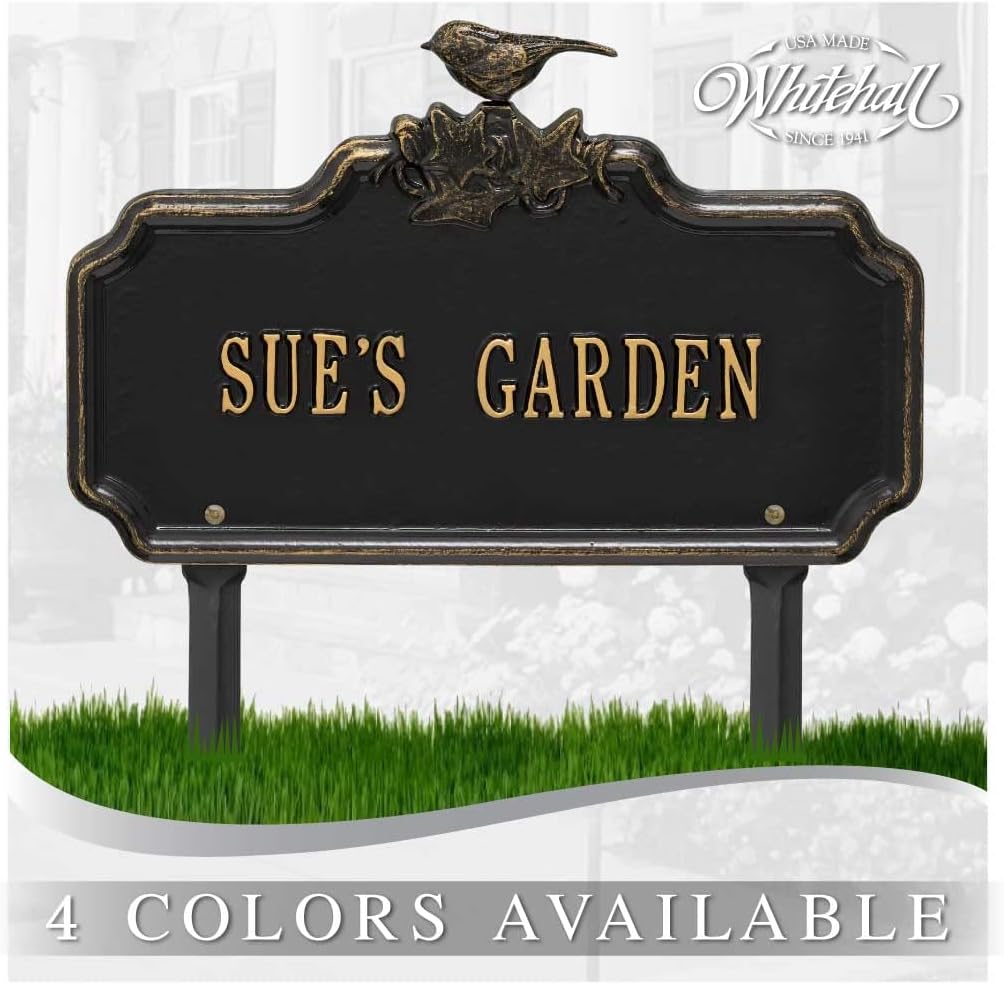 Whitehall™ Personalized Cast Metal Yard Plaque - The Chickadee Ivy Lawn sign. Made in the USA.