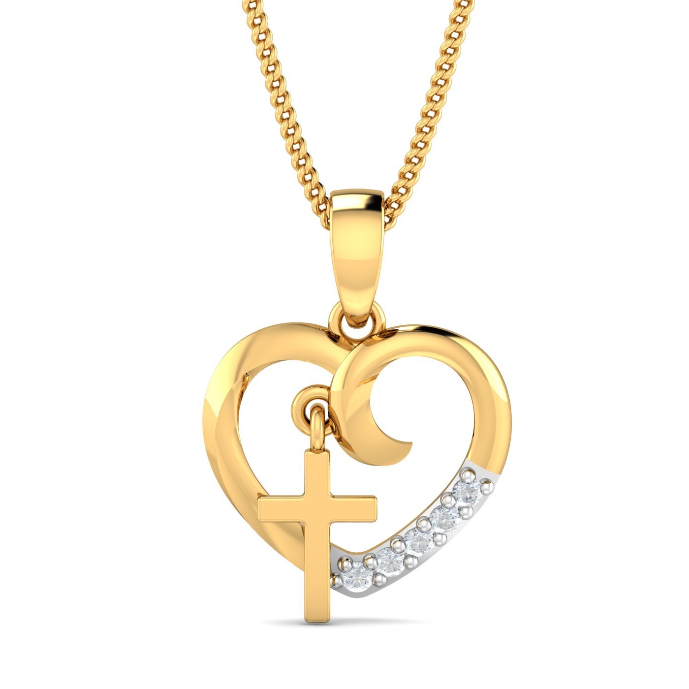 18KT Yellow Gold Christian Love Pendant for Women-image-22