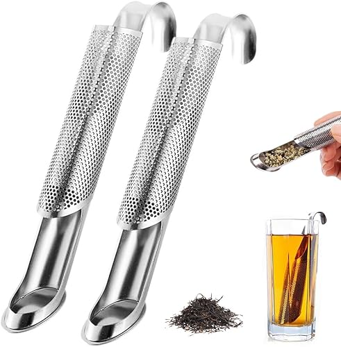 Infusor de té de acero inoxidable, tubo creativo de artefacto de té actualizado 2025, infusor de té de acero inoxidable con mango de gancho para