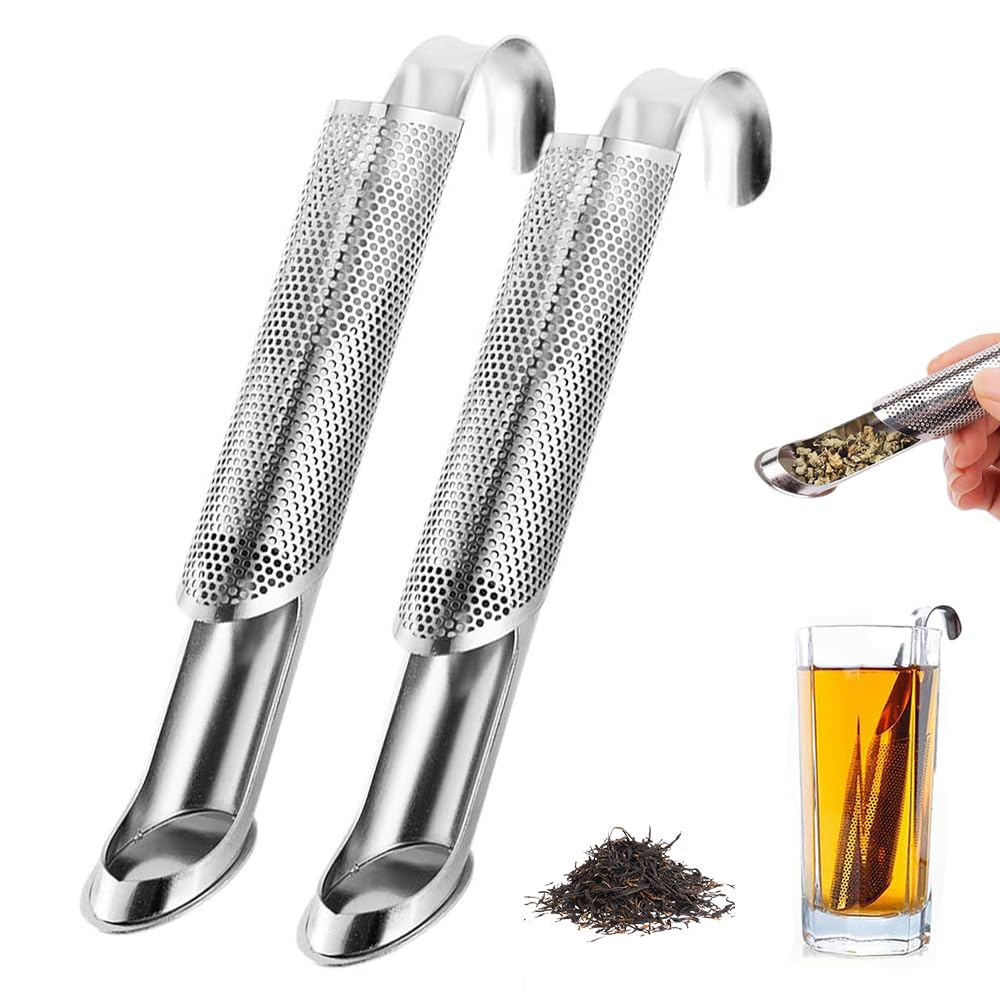 Infusor de té de acero inoxidable, artefacto de té 2025, tubo creativo, infusor de té de acero inoxidable con mango de gancho para colgar, agujeros finos, difusor de intervalo de té o café de hojas de