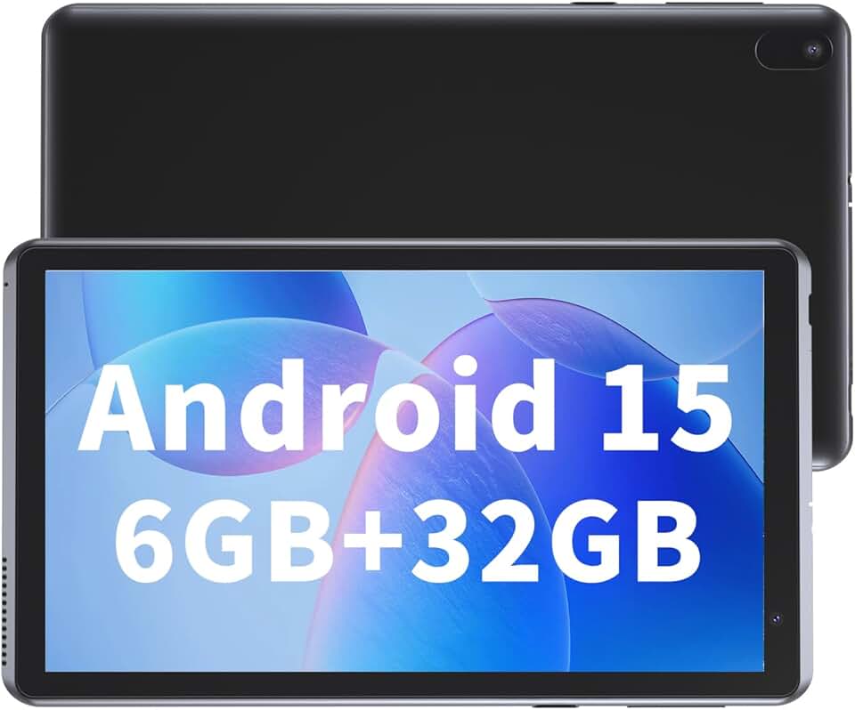 YQSAVIOR Tablet de 7 polegadas 4 GB RAM 32 GB ROM Processador Quad-Core Android 14 Tablet PC para crianças, tela IPS, câmera dupla, WiFi, Bluetooth