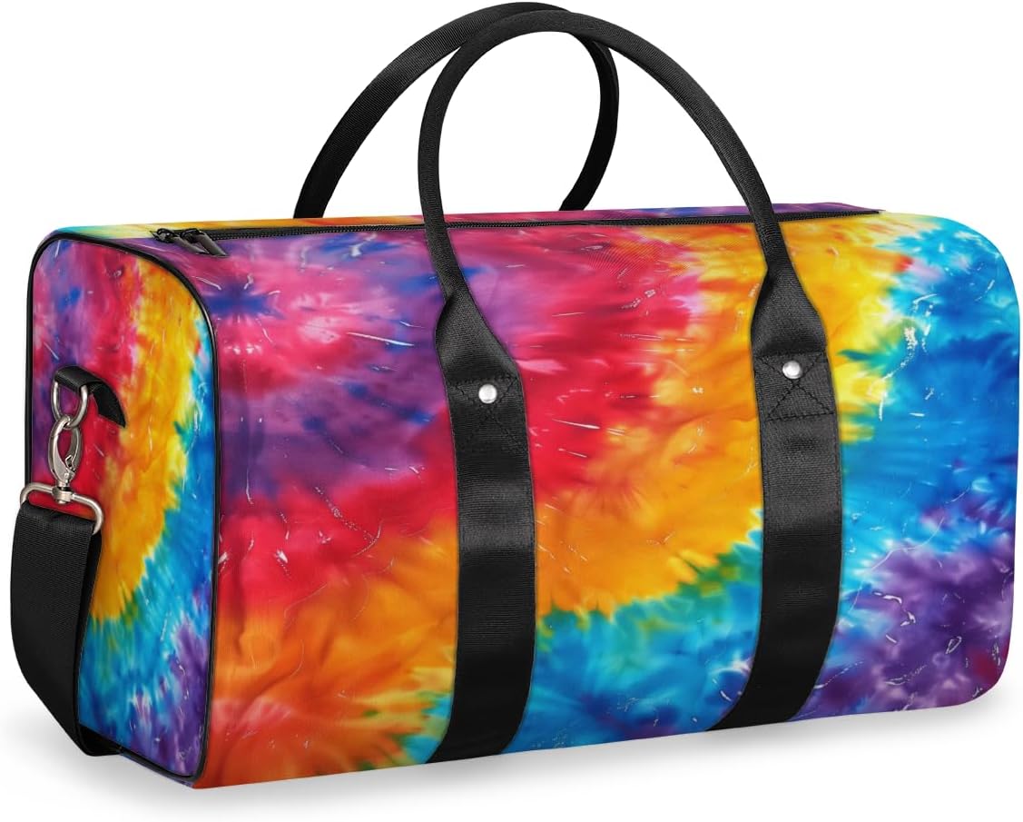 Watercolor Tie Dye Travel Duffel Bag for Women Men Large Capacity Overnight Weekender Bags for Lightweight Waterproof Sport Gym Bag for Workout Yoga Swim