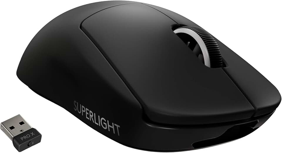 Mouse Gamer Sem Fio Logitech G PRO X SUPERLIGHT com Tecnologia LIGHTSPEED, Ultraleve 63g, 5 Botões Programáveis, Sensor HERO 25K e Bateria Recarregável - Compatível com POWERPLAY - Preto