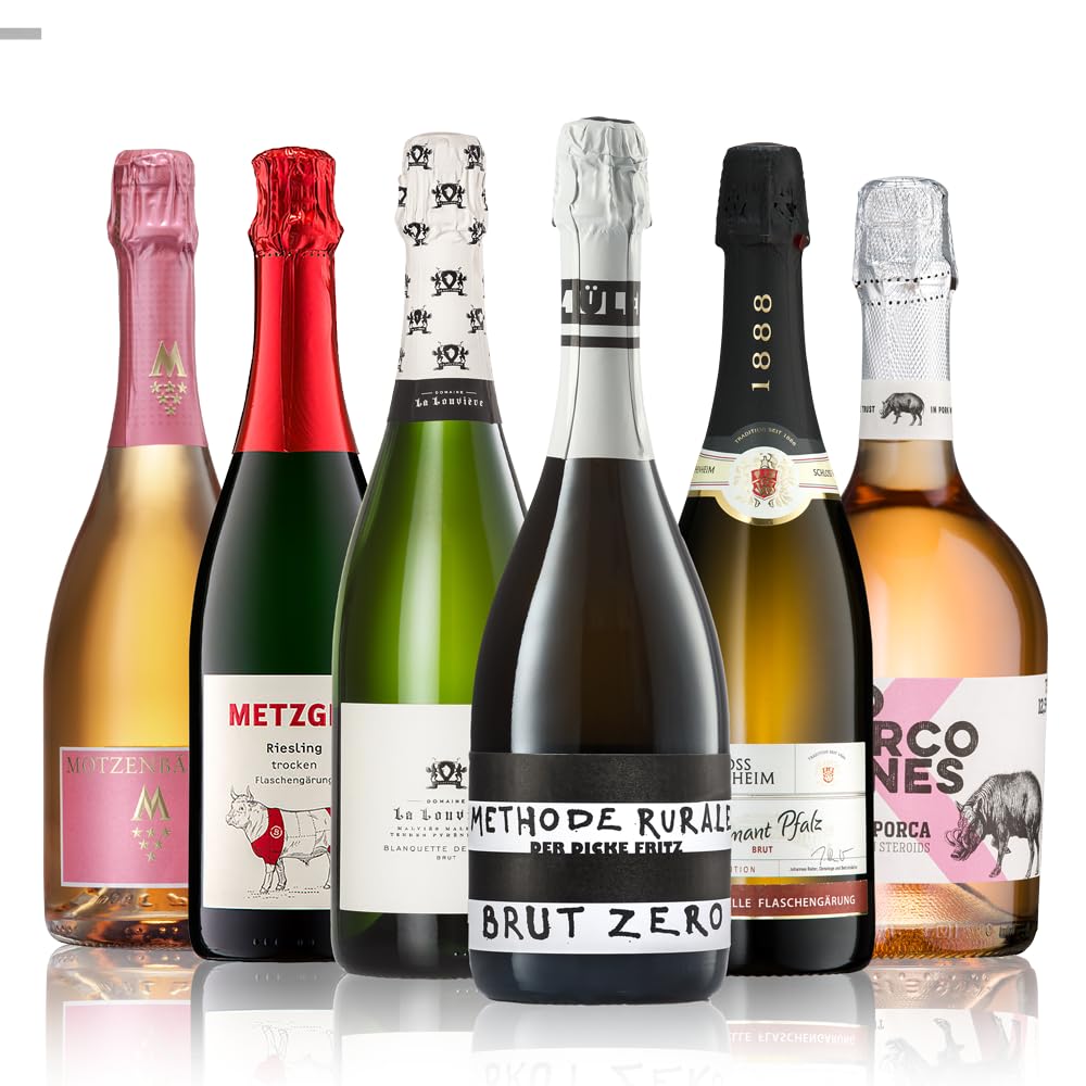 GEILE WEINE Weinpaket SEKT trocken (6 x 0.75) Probierpaket mit Weisswein-Sekt & Rosé-Sekt von Winzern aus Deutschland, Italien und Frankreich