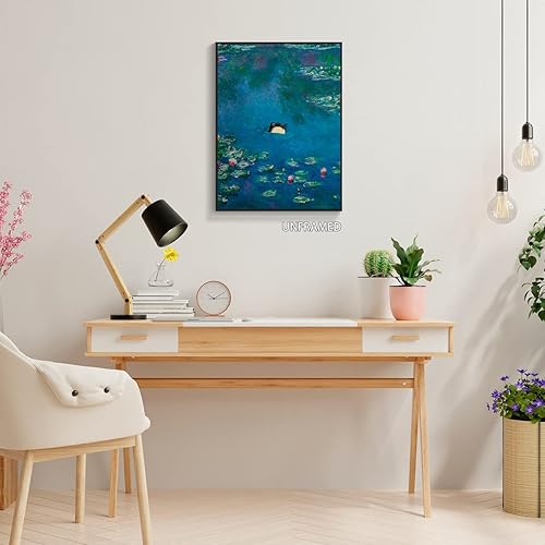 Miniatura 6 de Lienzo de lirios de agua vintage de Monet, arte de pared famoso floral, divertido póster estético de flores, paisaje, impresiones al óleo, pintura