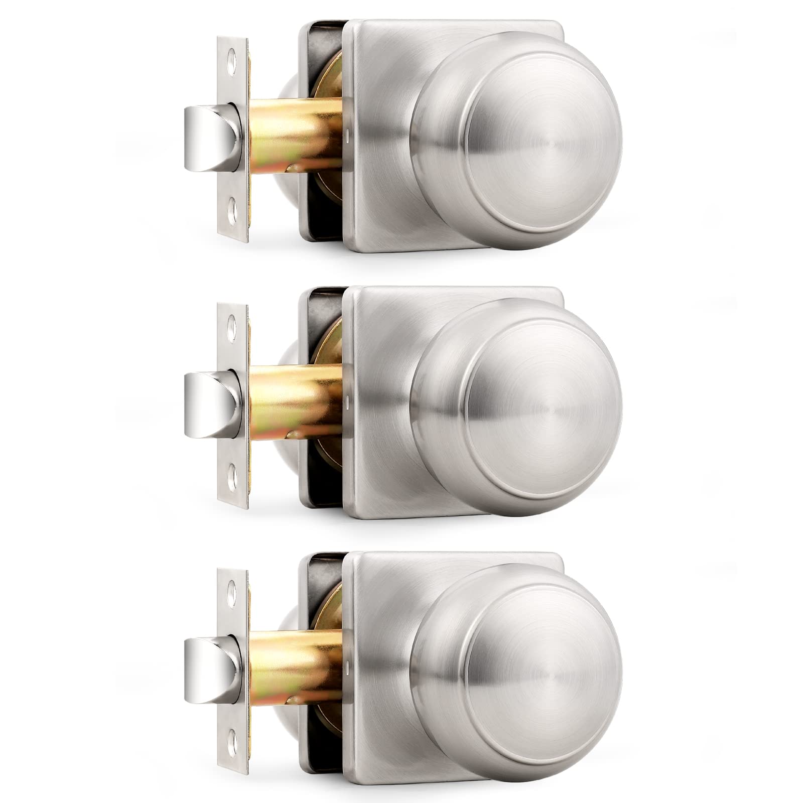 Brushed Nickel Passage Door Knobs - 6 Pack -18