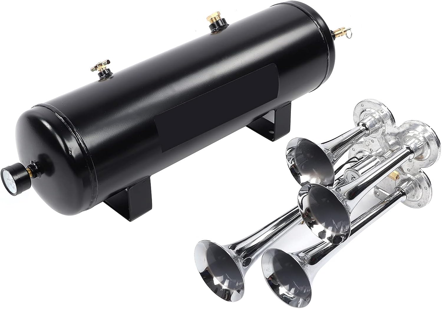 200PSI 4 Trumpet Air Horn Kit Universal for Boat Yacht Car Pickup Stainless Steel Loud Vehicles As All Ships Applications a It Has is of for HornAir HornTrain Horn4