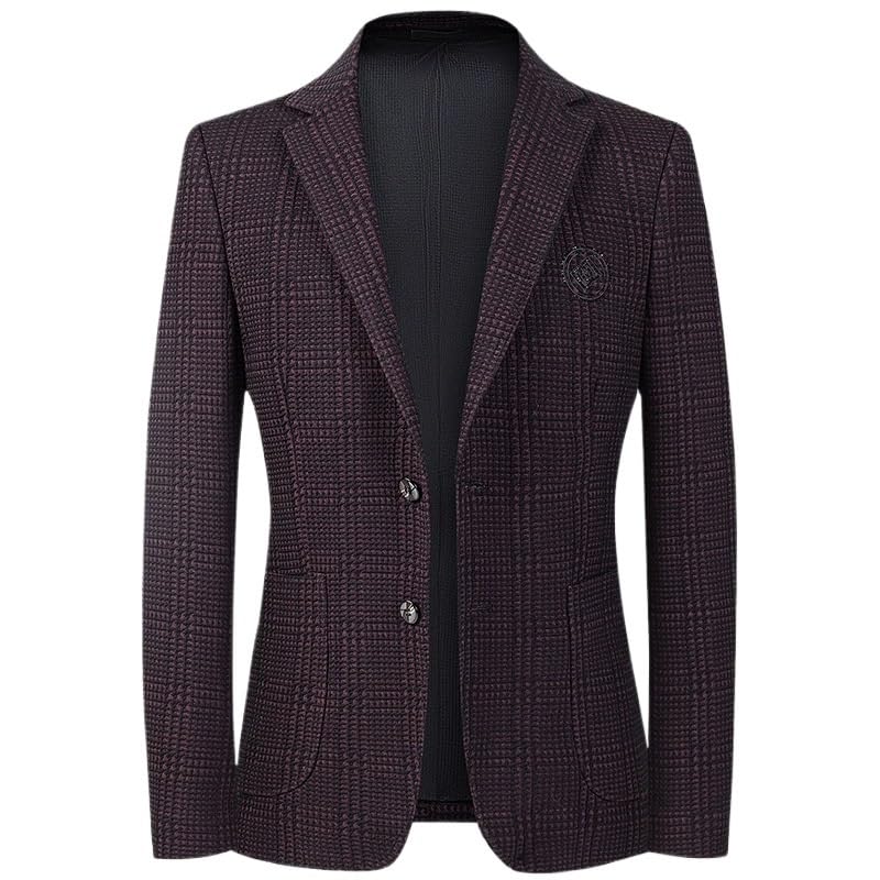 Men's Embroidered Trendy Slim Fit Autumn Winter Casual Two Button Notch Lapel Stretch Sport Coat