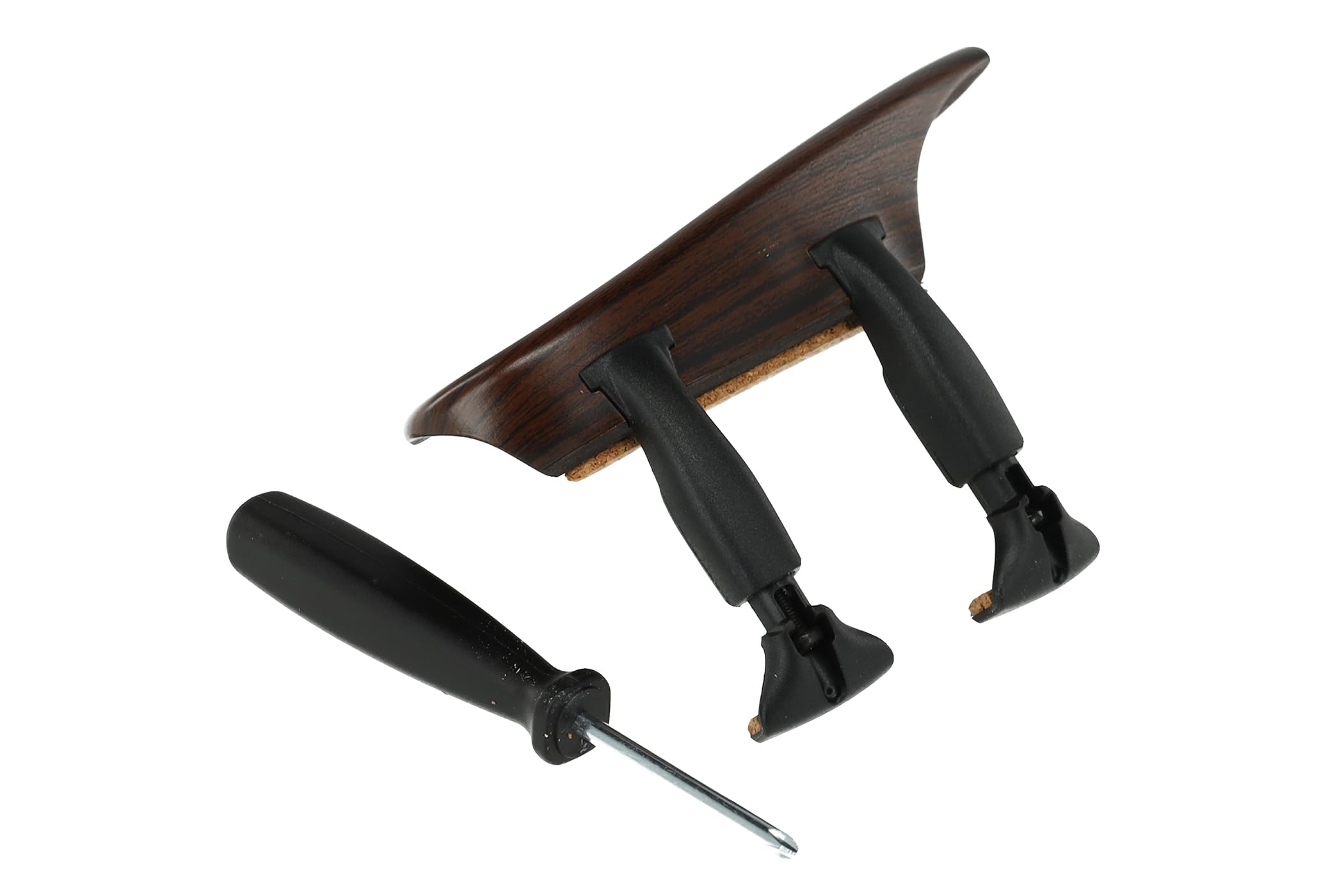 Mentoniera Wittner, mentoniera laterale per violino 4/4, in plastica high-tech, anatomica, testata per allergie, con cacciavite, color palissandro, 250111P, Made in Germany