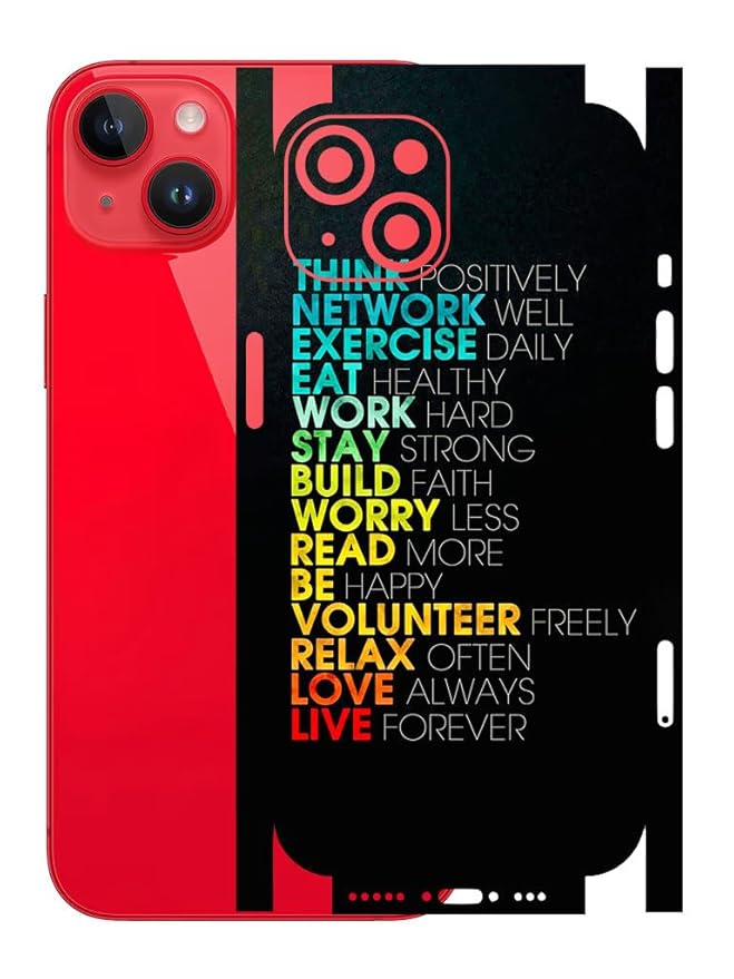 AtOdds Mobile Skin Sticker Wrap | Compatible for iPhone 14 | Scratchproof Matte Finish | Full Coverage for All Sides & Camera Protection (ThinkPositive)