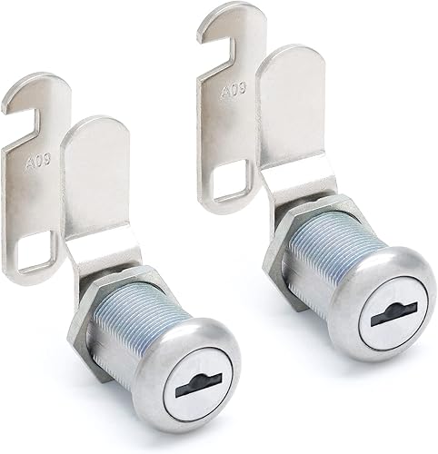 Miniatura 2 de Paquete de 2 cerraduras de leva para gabinete con cilindro de 78 pulgadas, cerraduras de pulgar de leva desplazadas y con gancho, cerraduras de