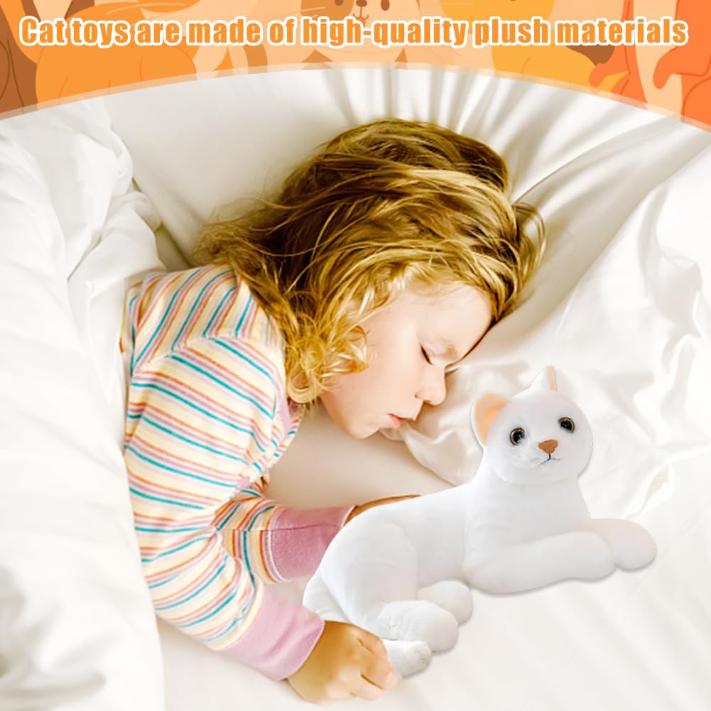 Simulazione Peluche di gatto, Peluche Gatto Grigio Realistico Giocattolo per Gatti, Simulato Morbido Giocattolo Regalo per Bambini e Collezionisti - Grigio (white) - 4