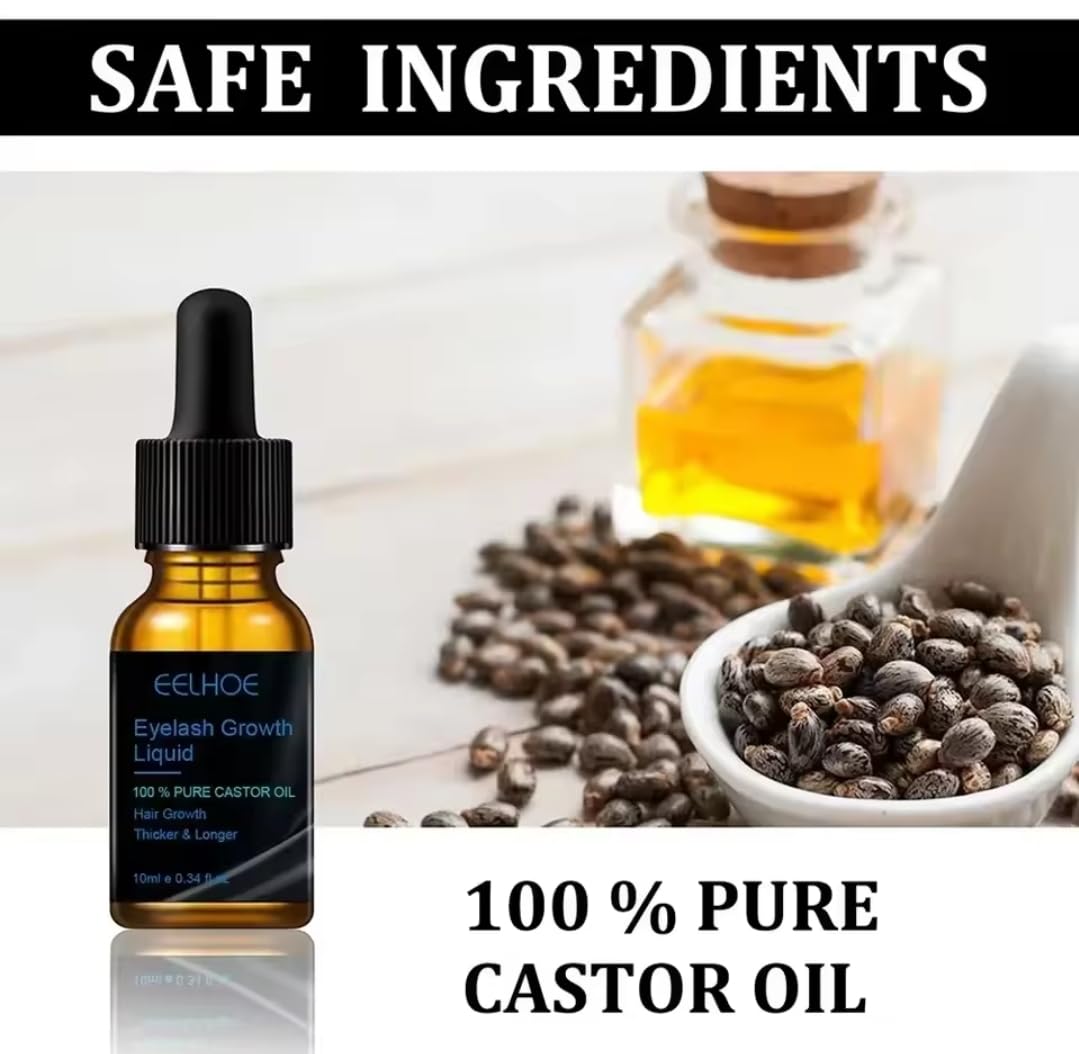 Eelhoe Eyelash Growth Serum, Pure Castor Oil, 0.34 fl oz with Applicator