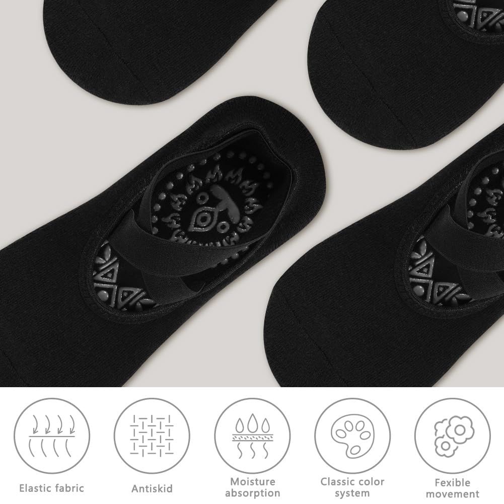 flintronic Calzini Antiscivolo Yoga Donna, Antiscivolo Calze Donna, Calze Yoga, Calzini Pilates Sportivi con Cinturino per Yoga, Pilates, Balletto, Danza, Ballo a Piedi Nudi, Fitness