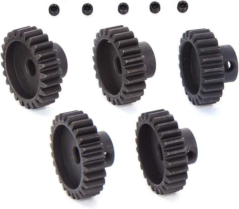 RC Car Gears, Durable Chrome Steel Replacement Motor Pinion Gears 5Pcs Set 22T-26T 5mm Hole for 1/8 Scale Racing Enthusiasts DIY Modifiers Hobbyists