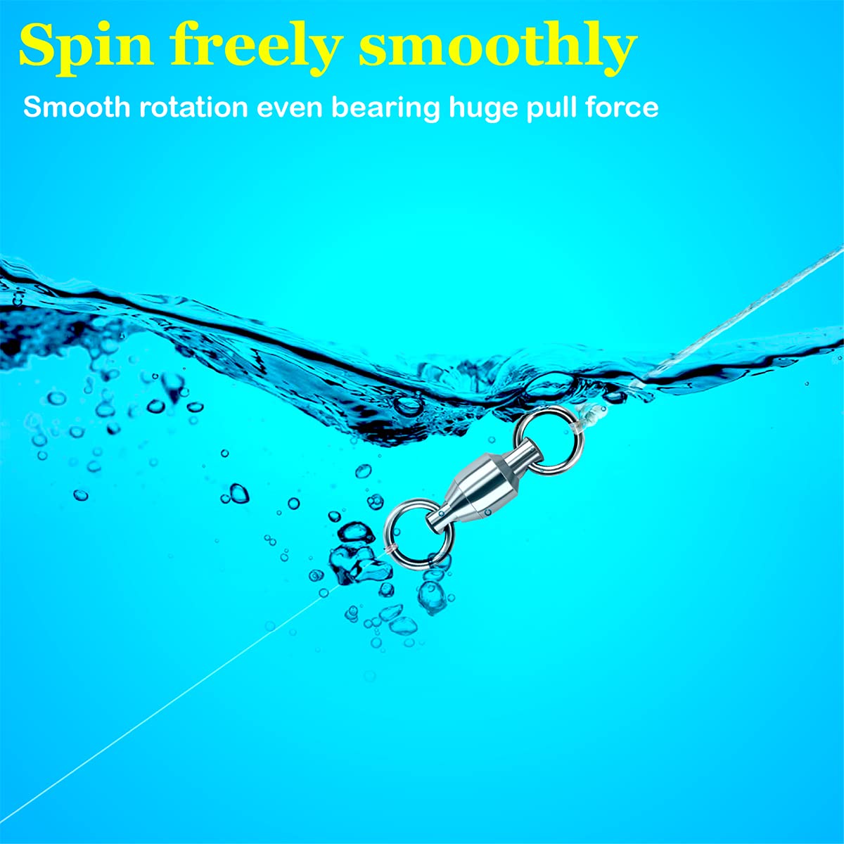 Fishing Swivel, Ball Bearing Swivels, High Strength Stainless Steel Welding Rings Fishing Accessories for Lure Kit Fly Leaders Catfish Tackle Walleye Jigs (Test 65 Pound)