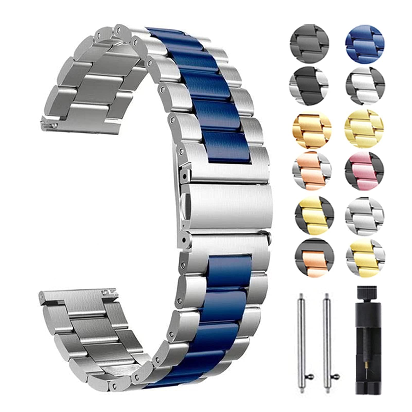 Braccialetto in Metallo Solido per Cinturino da Orologio, Sostituzione del Cinturino in Acciaio Inossidabile a Rilascio rapido 20 mm 22 mm Bracciale