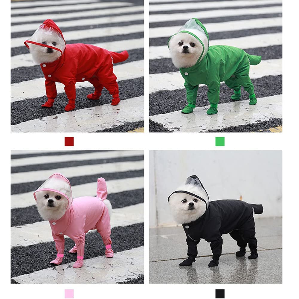 Imperméable pour Chien, Veste imperméable pour Chiots, imperméable à Capuche pour Petits Chiens, Bottes pour Tout Le Corps, Combinaison légère et Respirante, Poncho de Pluie (Pink S)