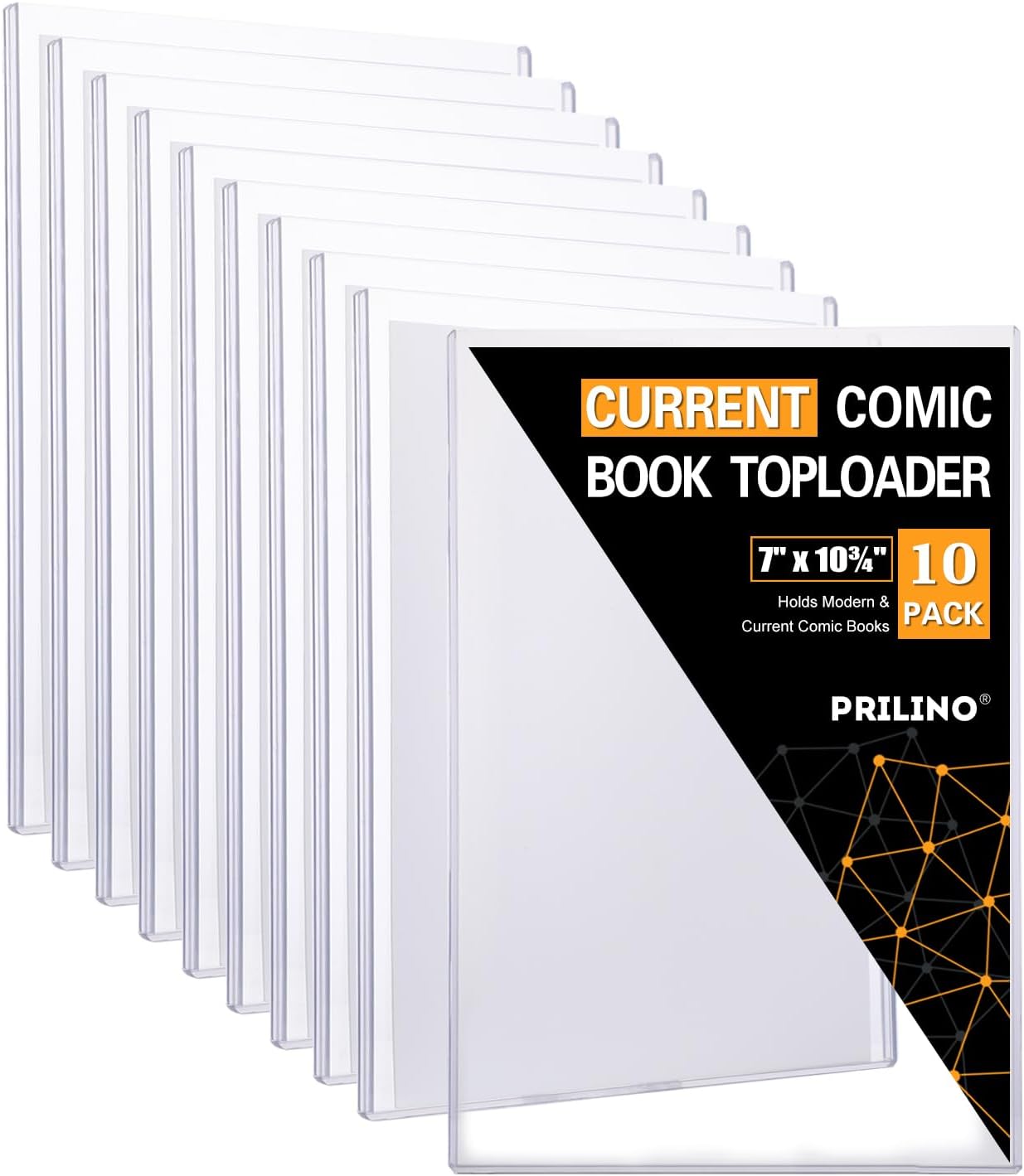 10ct Current Comic Book Top Loaders - Modern Comic Book Top Chargers, Crystal Clear Regular Comic Book Topload, Premium PVC Comic Book Holder, Crystal Clear Protection for Display, Storage, Collection