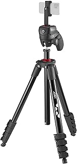 JOBY Compact Action Kit, Camera/Smartphone Tripod with Ball Head, Universal ¼-20” Quick Release Mount, Smartphone Holder, Carrying Bag for CSC, DSLR, Mirrorless Camera, Colour: Black, 1.5kg Capacity