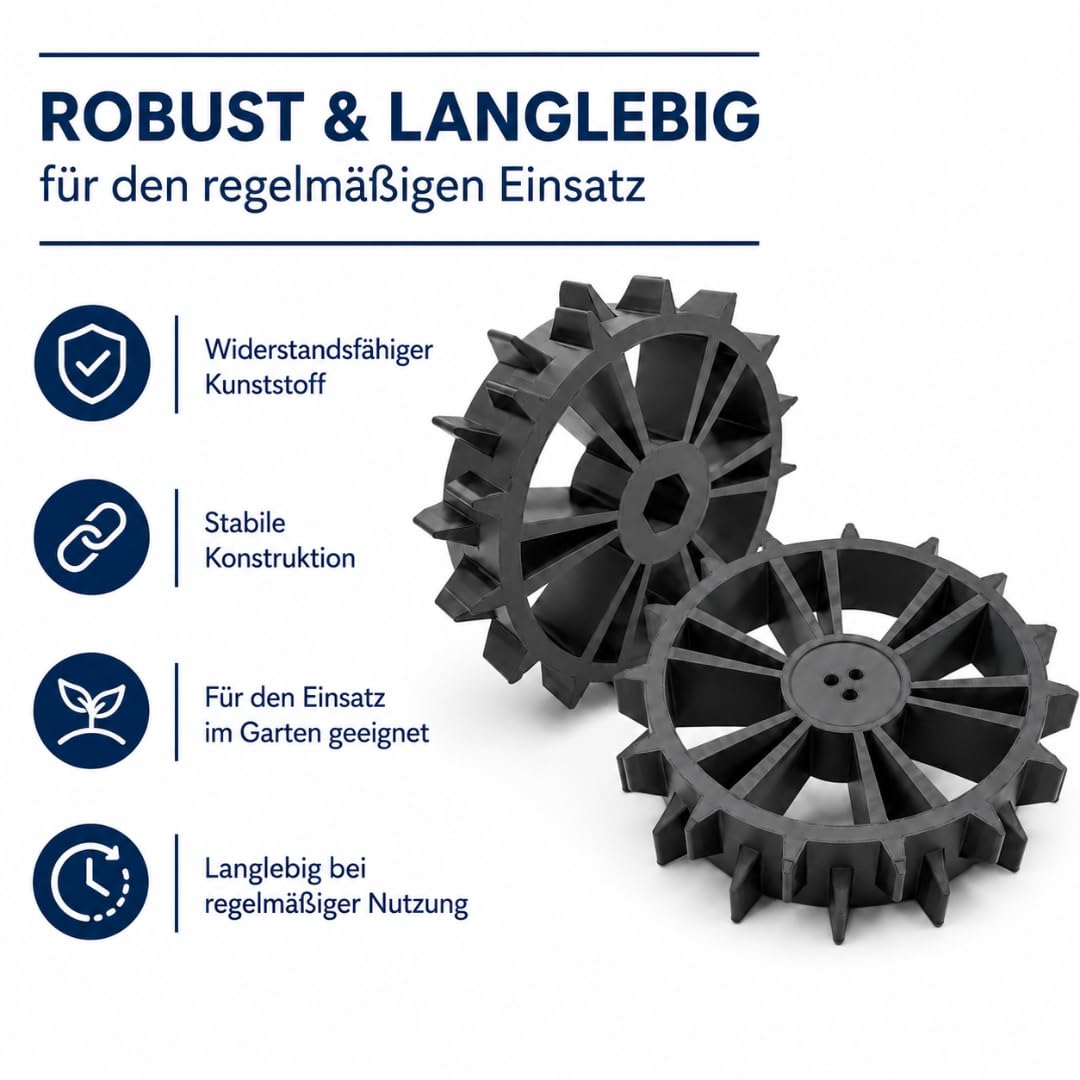 2er Set Ersatz Antriebsräder Rad kompatibel mit Bosch Indego 300 350 400 500 700 Mähroboter Spikes Gelände Offroad Räder Ersatzrad