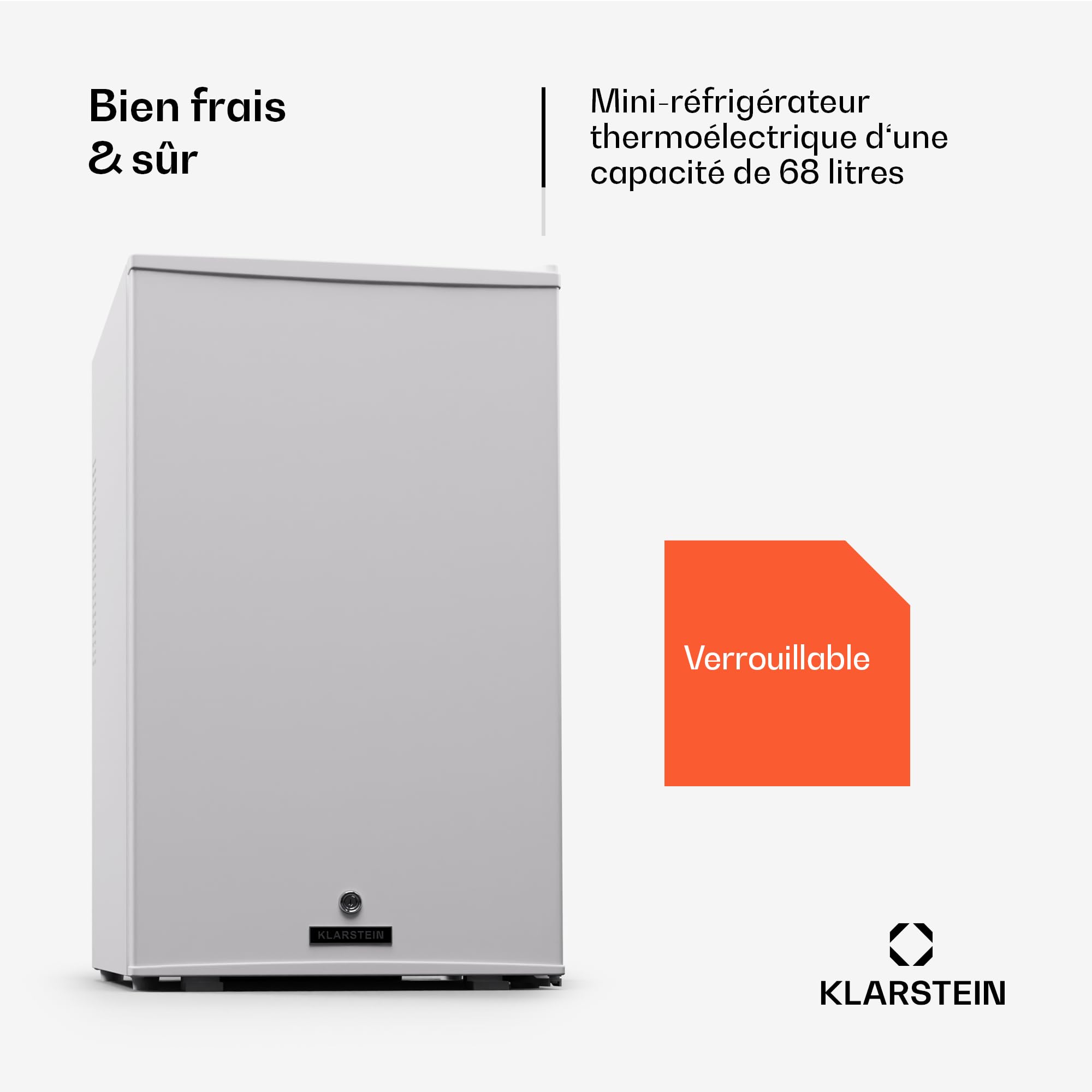 Klarstein réfrigérateur, mini-réfrigérateur avec porte vitrée, 68 L pour boissons, snacks et cosmétiques, petit et silencieux, clayettes réglables, petit pour soins de la peau