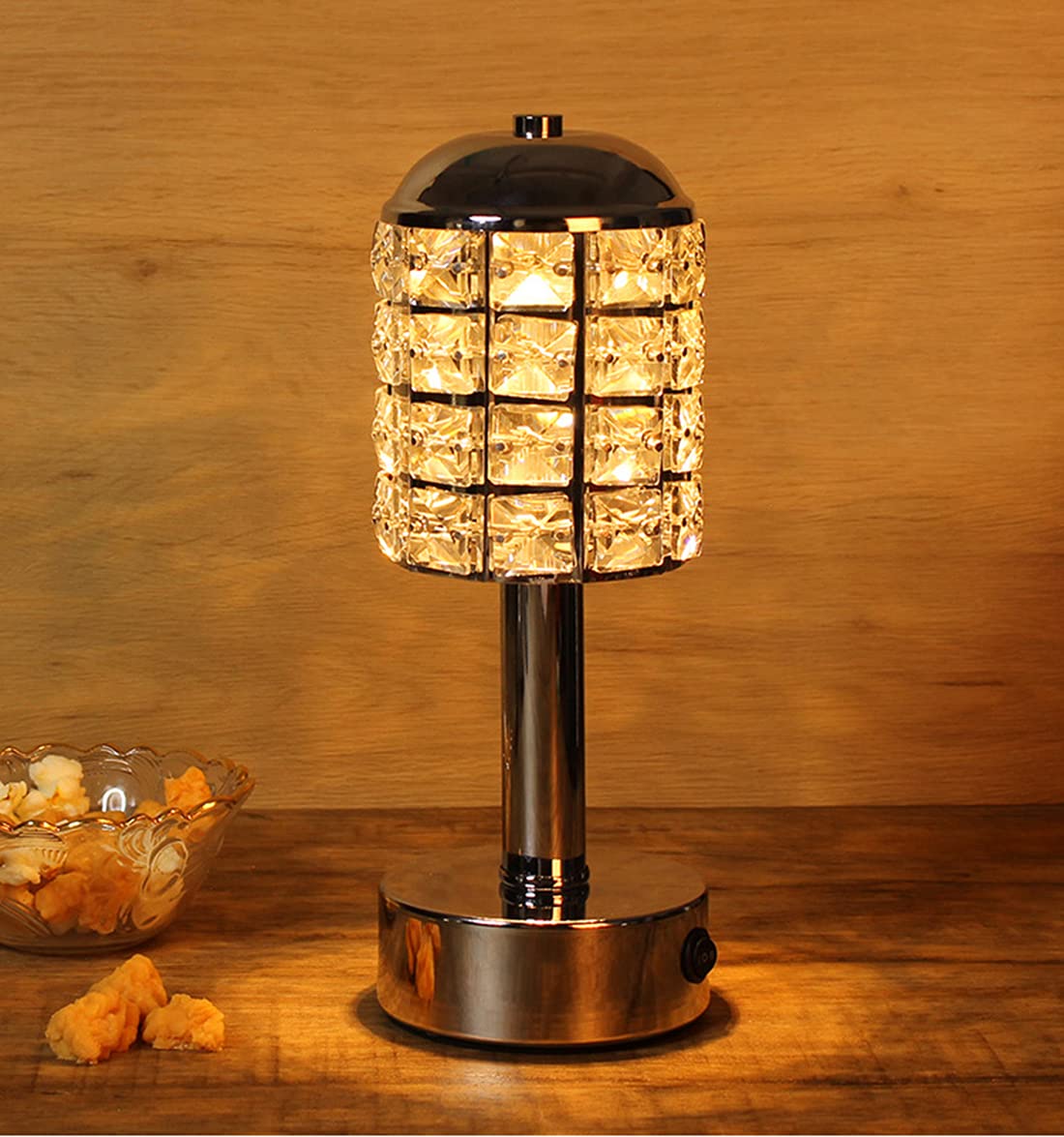 Lampada da tavolo a LED senza fili Luce notturna portatile ricaricabile 1200mAh Lampade da comodino in metallo e cristallo a batteria per hotel Soggiorno Camera da letto Ristorante Caffetteria,3000K