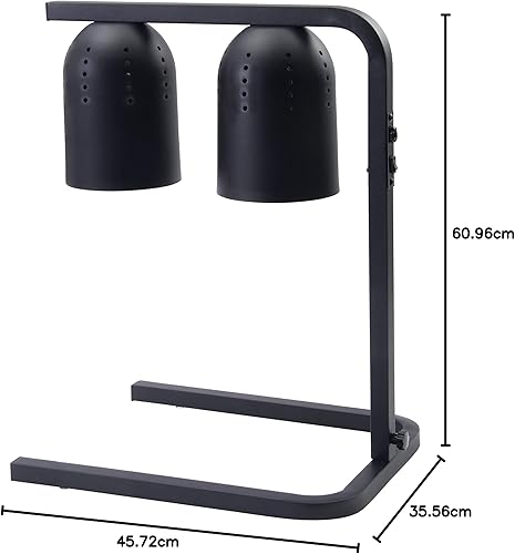 Miniatura 5 de Winco Lámpara de calor eléctrica de acero inoxidable, 2 bombillas, gris