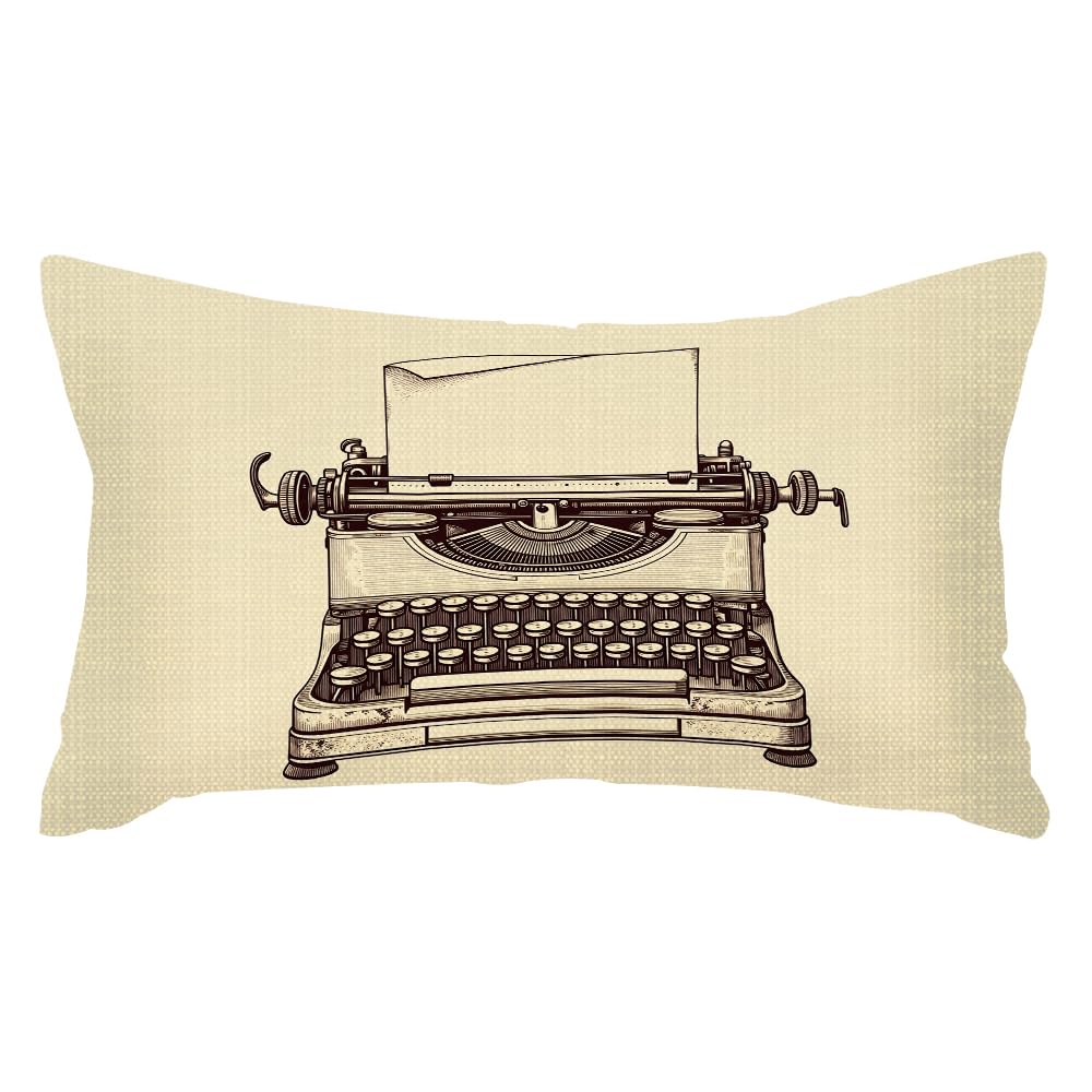 SSOIU Throw Pillow Covers Writer Hand Drawn Vintage Typewriter Sketch Publishing Old Editor Cushion Pillow Case Home Decor Pillowcase 12x20 Inches
