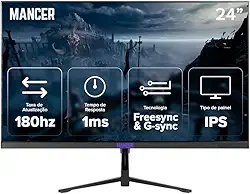 Monitor Gamer Mancer Valak Z3S | 23.8 Pol | IPS | 2K | 1ms | 180Hz | FreeSync e G-Sync | HDMI/DP | MCR-VKZ3S-BL01