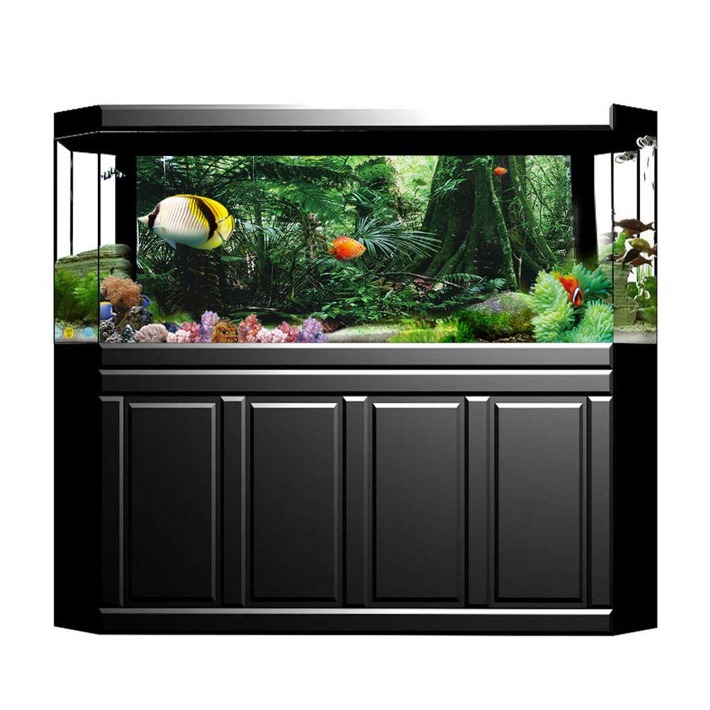 3D Effect Regenwoud Poster Zelfklevend Reptiel Terrarium Aquarium Achtergrond Aquarium Muursticker Aquarium Achtergrond Onderwater Poster PVC Decor Behang (61 × 41cm