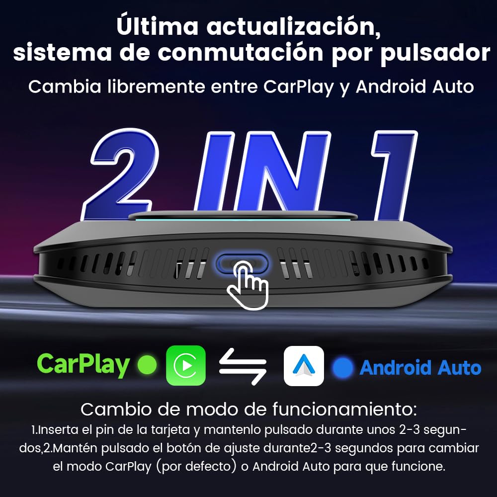CarlinKit Android 13.0 AIBox Adaptador - Wireless CarPlay&Android Auto, Sistema autónomo Android 13.0 4GB+64GB, Soporte GPS/Tarjeta SIM, para Coches con Cable CarPlay&Android Auto