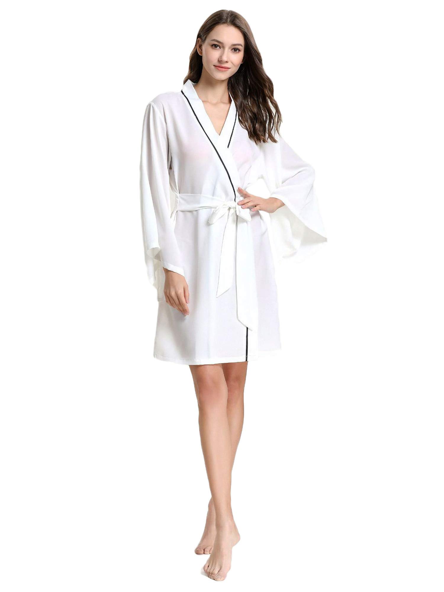 Andongnywell Robes Lightweight Robe Short Bathrobe Soft Sleepwear Ladies Breathable Sexy Nightgown Bathrobe