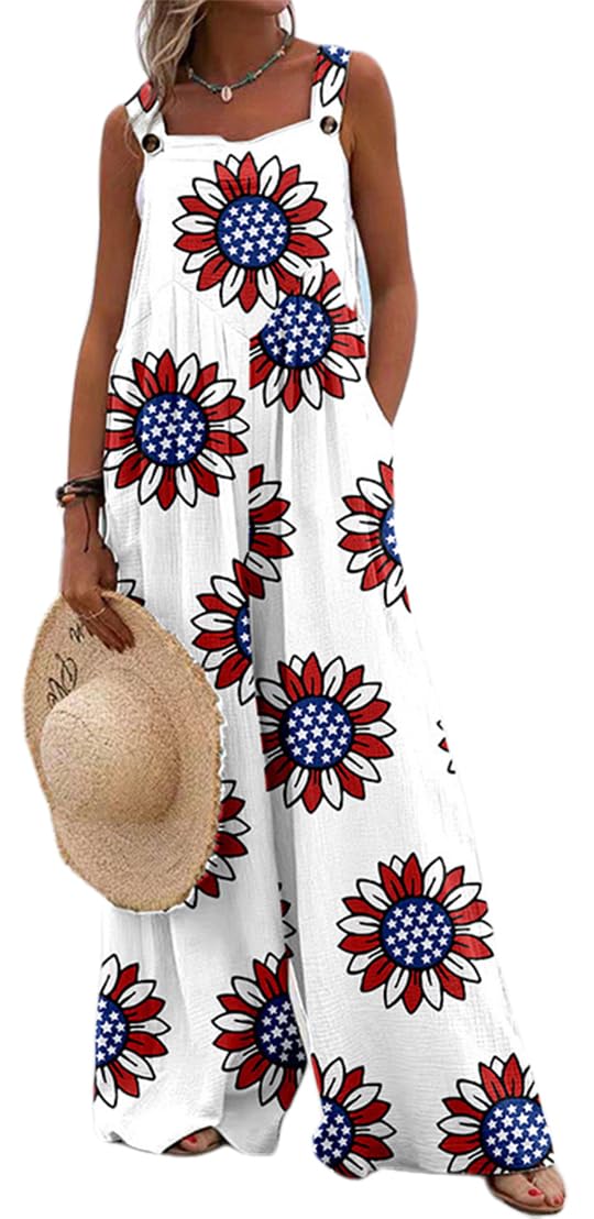 PADOLA Mono para Mujer Verano Flores Conjunto Elegante Holgado Pantalones Largos Ligeros Monos de Playa Vacaciones Estilo Bohemio