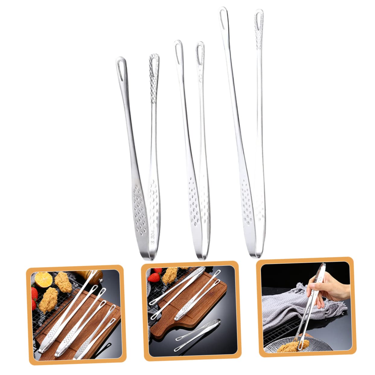 TOYANDONA 3 Sätze Grillzange Teiliges Rutschfeste Kochzange Für Bbq Steak Und Buffet Hitzebeständig Langlebig Für Vielseitige Anwendungen Längen 3 Stücke * 3