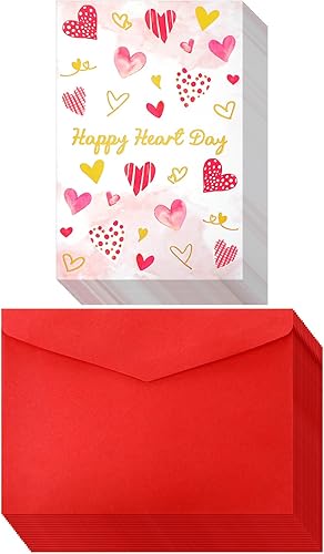 Eaasty 72 tarjetas de agradecimiento para niños, para el día de San Valentín, tarjetas de agradecimiento en blanco con sobres, tarjetas de