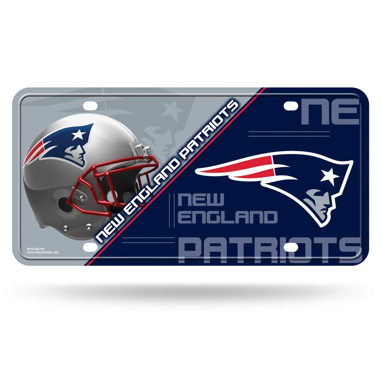 RICO INDUSTRIES NFL New England Patriots Unisex New England Patriots License Plate Metalnew England Patriots License Plate Metal, Team Color, One Size