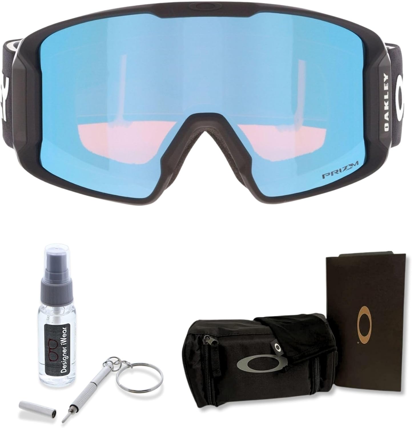 OAKLEY Line Miner LARGE/MEDIUM Ski Goggles For Men For Women OO7070, OO7093+ Bundle Accessory Leash Kit,Microfiber Pouch