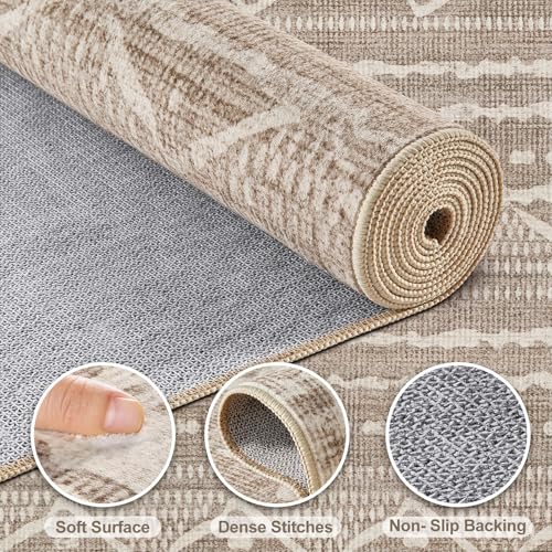 Nakagishi 5x7 Area Rugs Living Room: Washable Boho Large Neutral Soft Rug Farmhouse Stain Resistant Modern Indoor Non-Slip Floor Carpet for Bedroom Nursery Kids Playroom Office Dining Room Dorm