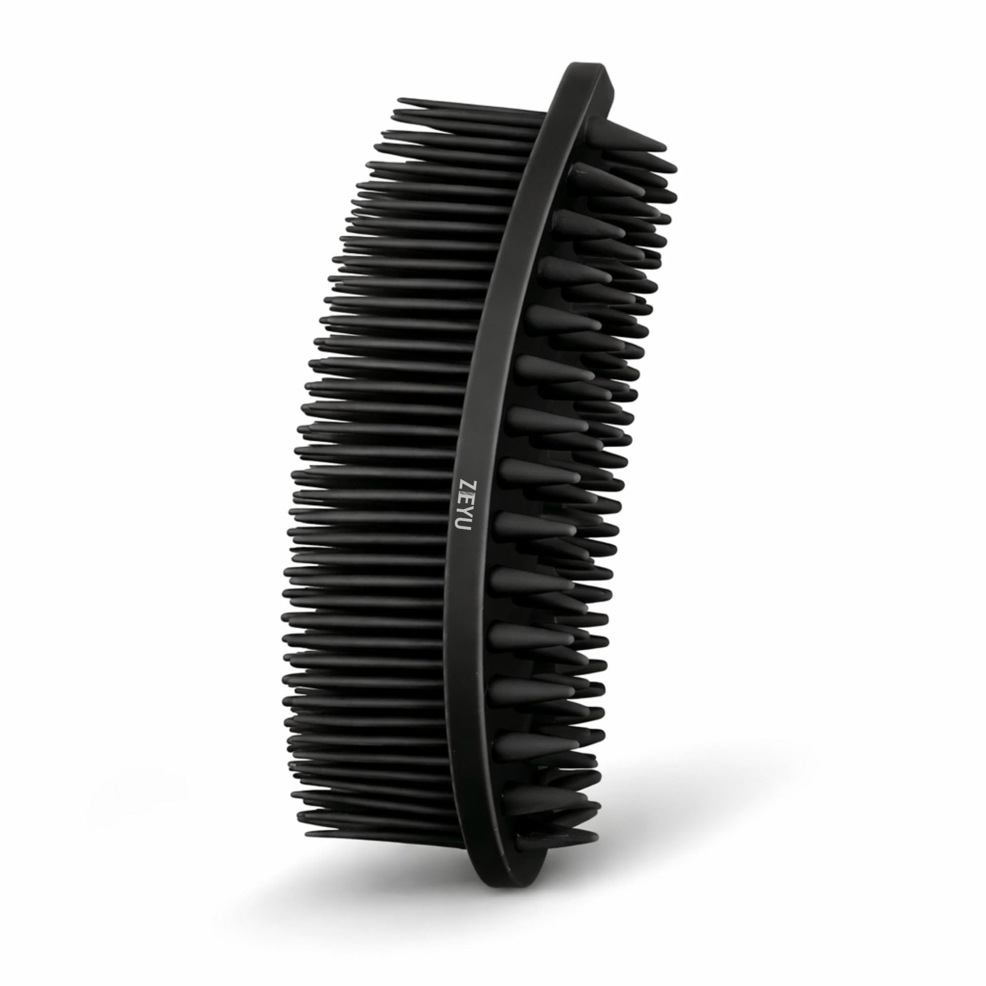 Zeyu Silicone Body & Scalp Scrubber | Flexible Bath Brush for Men & Women | Gentle Skin Cleansing & Hair Exfoliation | Soft Loofah with Ergonomic Grip | Lather Boosting | Black-image-20