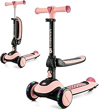 Kinderkraft Halley, Patineta 2 en 1, para Niños, Ajustable, Draisienne, Triciclo, Multifuncional, Bici, 3 Ruedas, LED, De 2 años hasta 50 Kilos