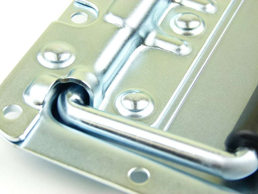 Adam Hall 24 x 34082 Gefederter Klappgriff mittel 154 x 101 mm in Schale/Einbauschale, Stahl silber Kistengriff Boxengriff Tragegriff Case Griff PA Flightcase