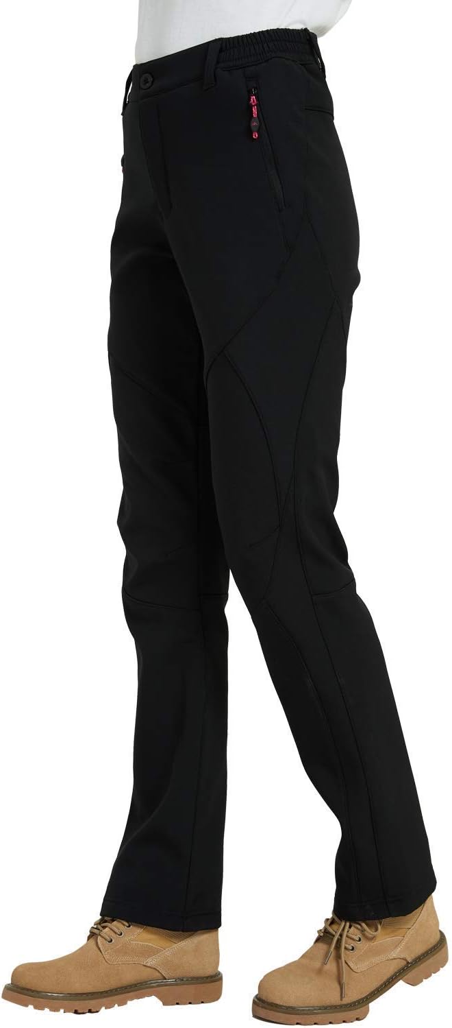 Women's Softshell Trousers Hiking Trousers Ski Pants Fleece Lined Waterproof Warm Outdoor Trousers for Camping Trekking Walking Hiking Ski
