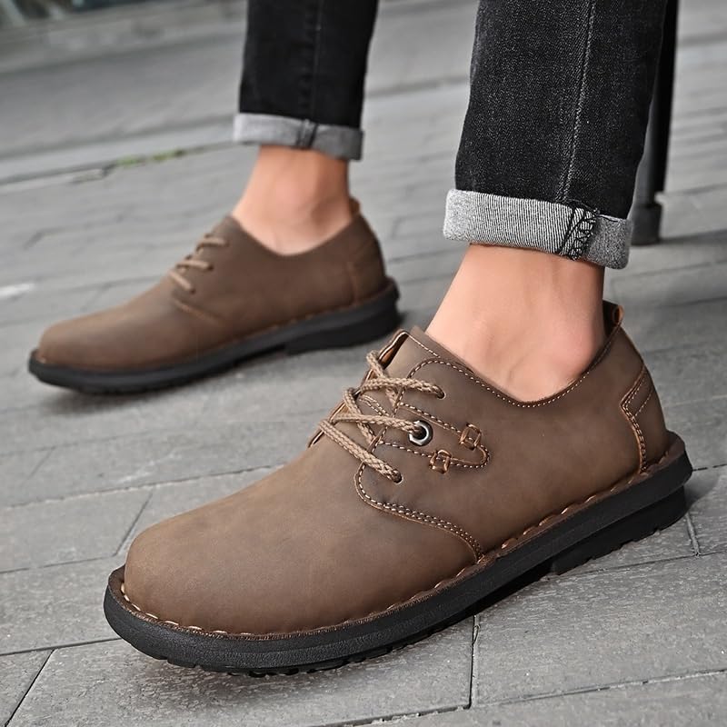 Men's Versatile Fashionable Lace-up Casual Shoes Comfortable Round-Toe Thick-Soled Oxford Shoes for Travel Shopping Driving Men Low-top Breathable Shoes3