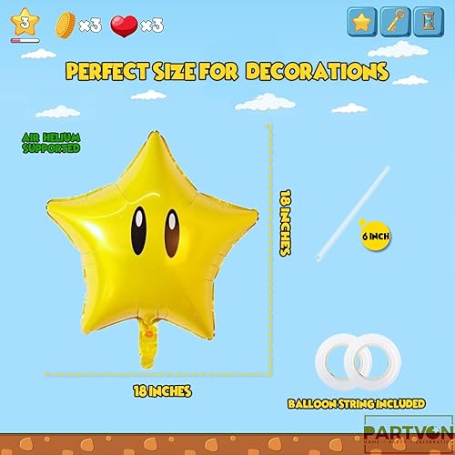 Miniatura 2 de 12 globos de estrella de aluminio, globos de estrella de videojuegos de 18 pulgadas para decoración de fiesta temática de videojuegos, baby shower,