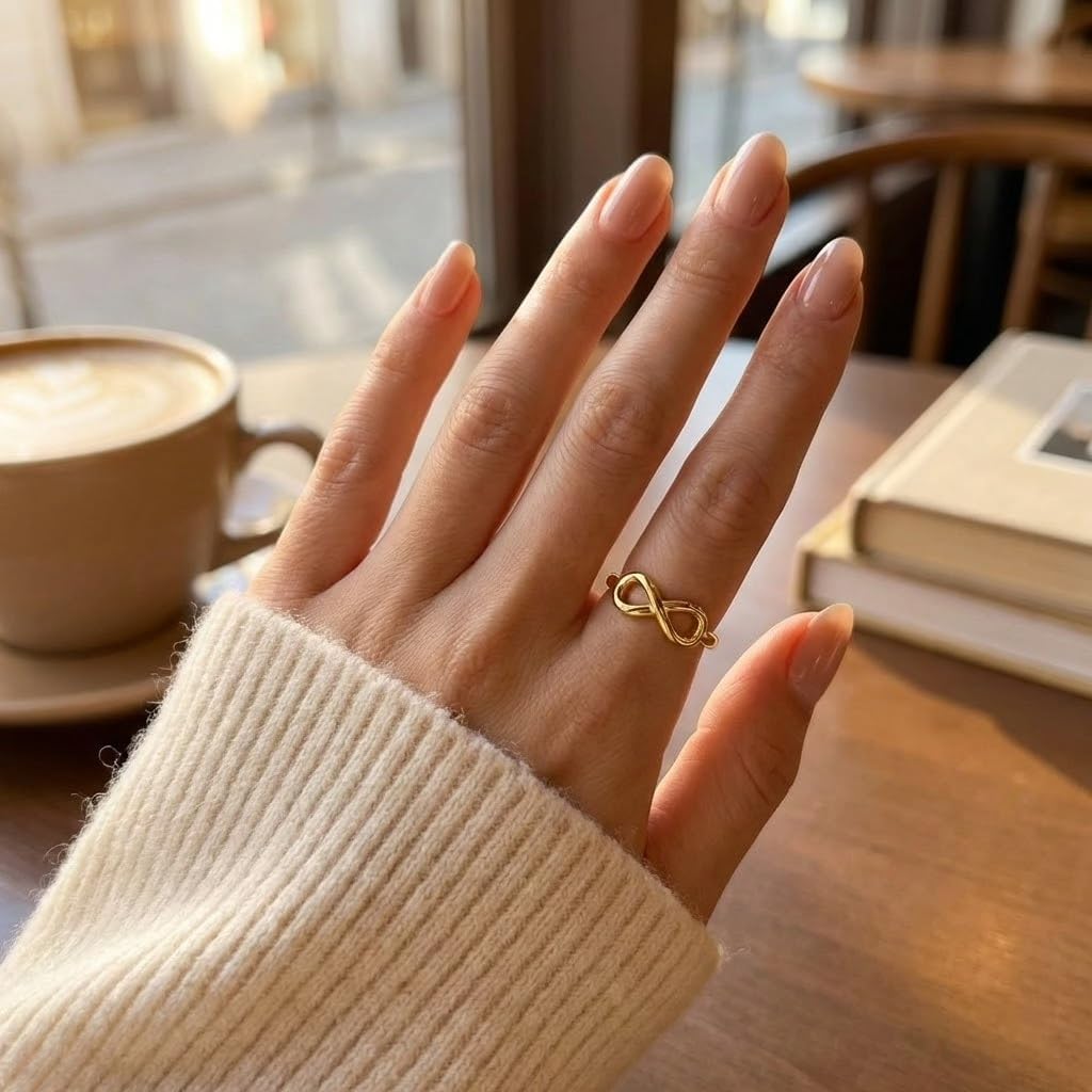 Charm America - Gold Infinity Ring - 10 Karat Solid Gold - Image 4