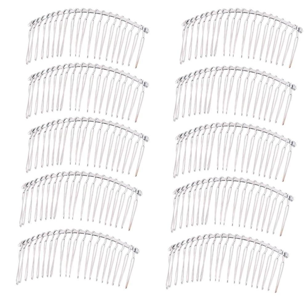 LOVEF 10 Pcs 20 Teeth Comb Silver Fancy DIY Metal Wire Hair Comb Clips Bridal/veil/crafts 3in by Velvet Bridal